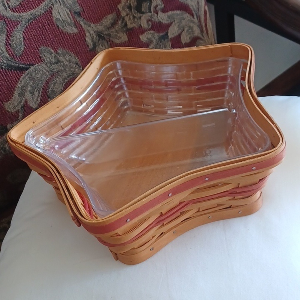 Vintage Longaberger Star Basket with Red Accents, two inserts, 2001
